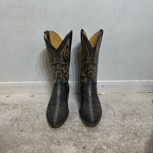 Rudel Rogers Black Stingray Western Cowboy Vintage Men’s Boots Sz 11E